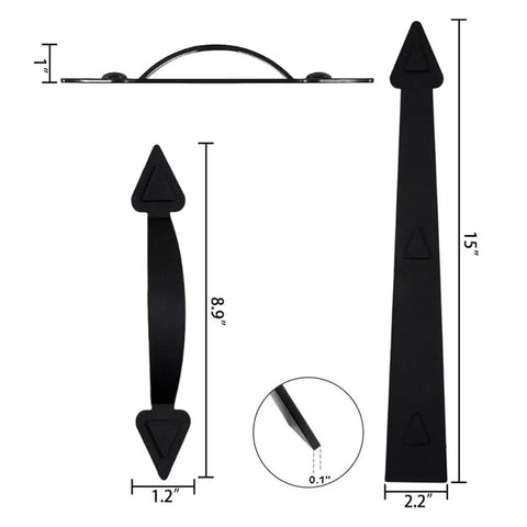 Heavy Duty Soft Close Magnetic Hardware Kit Six Piece Set With Rock Solid Steel Construction And Smooth Zero Bounce Damping For Barn Doors Cabinets Drawers And Pantries, showing detailed measurements of the hardware.