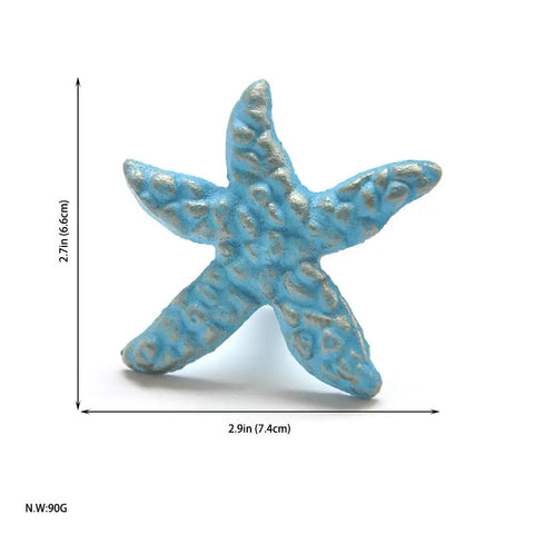4 Piece Mediterranean Blue Iron Cabinet Knobs Set With Seahorse, Starfish, Crab, And Shell Handles For Cabinets