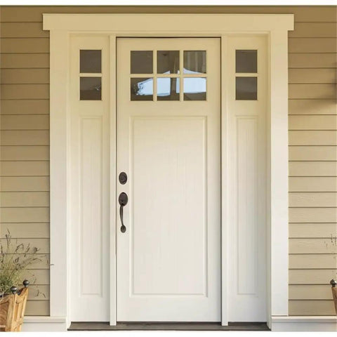 Oil Rubbed Bronze Entry Door Handleset with 12 Inch Exterior Vertical Handle and Single Cylinder Deadbolt on a white front door.