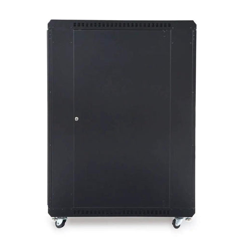 Heavy Duty 22U Server Cabinet With Sleek Tempered Glass And Rock Solid Metal Doors 36 Inch Deep network rack enclosure back view.