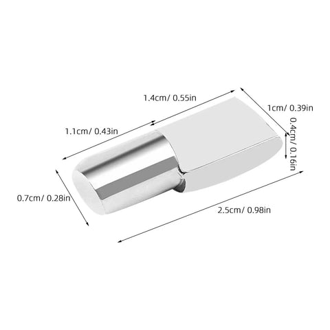 Beefy Spoon Shape Metal Shelf Pegs 60 Pack 7mm Nickel Plated Shelf Pins with dimensions for kitchen cabinets use