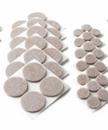 Top Shelf Felt Furniture Protectors For Hardwood Floors Beige Self Stick Pads in assorted round sizes displayed on sheets.