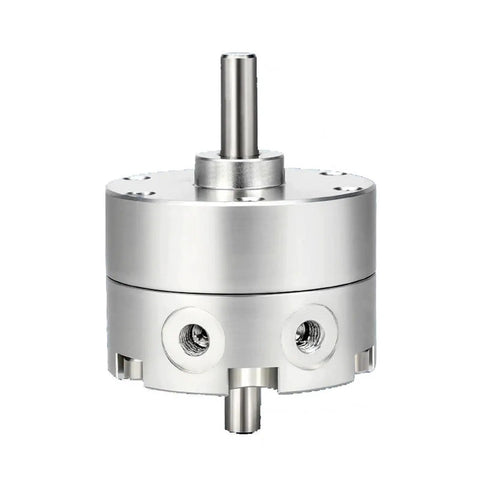 Heavy Duty Vane Rotary Air Cylinder Pneumatic Aluminum Alloy Gripper Rotation Actuator with smooth finish and central shaft.