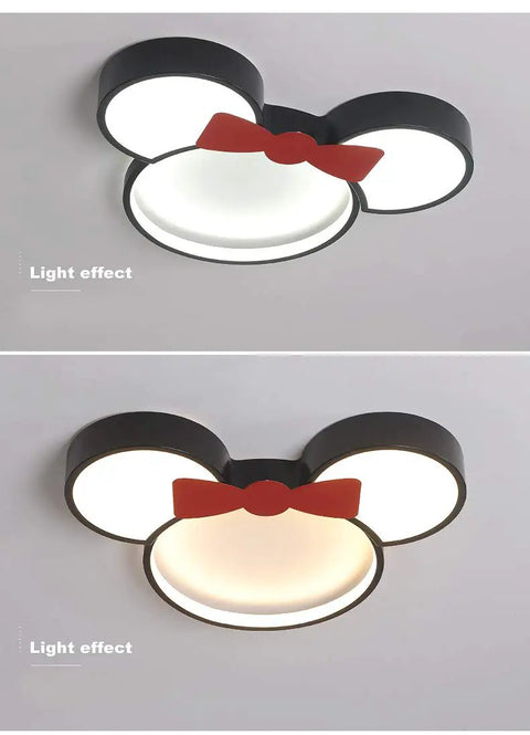 Cartoon Mouse Head Acrylic Dimmable LED Ceiling Light for Kids Rooms Modern Flush Mount Fixture with Stepless Dimming Eye Protection Glow