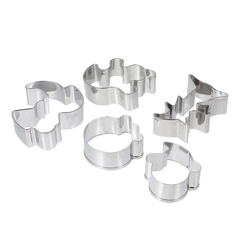 Halloween 5 Piece Stainless Steel Cookie Cutter Set Skull Ghost Witch Scythe Demon Shapes For DIY Cookies Baking Tools