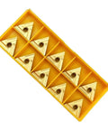 Indexable Carbide Turning Inserts TNMG160404R-ES TNMG331 in a yellow pack for semi finishing and finishing lathe tools