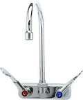 Work Board Faucet With Swivel Gooseneck, 4 Inch Wall Mount, Lever Handles, 2.2 GPM Aerator, Heavy Duty Kitchen Fixture