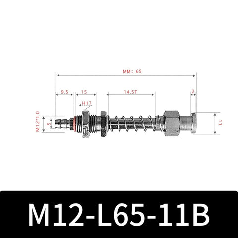 M12 Series Big Head Silicone Vacuum Suction Cup Holder For Industrial Pneumatic Fixtures detailed dimensions of M12-L65-11B component.