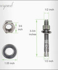 Corrosion-Resistant 304 Stainless Steel Wedge Anchor For Concrete Only 1/2 Inch By 3-3/4 Inch Heavy-Duty Fasteners with washer and nut