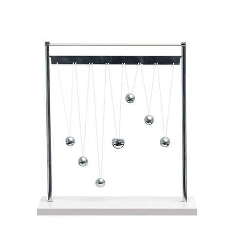 Resonance Demonstration Pendulum Kit With Seven Metal Pendulums for physics lessons, showcasing varying lengths and metals.