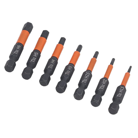 Must Have 7-Piece S2 Alloy Steel Hex Drive Bit Set For Impact Drivers And Electric Drills With Magnetic Tips, H6 to H1.5