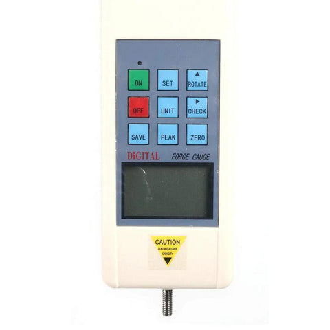 Beefy Horizontal Push-Pull Test Bench With Digital Display Force Gauge Kit, 1000N Load Capacity, 150mm Travel, HP-500 Pressure Gauge, Pro Grade Precision Testing For Material, Electronics, And Hardware Lab Use. Digital force gauge front view