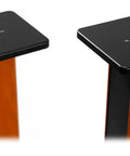 36 Inch Bookshelf Speaker Stands With 60 Lbs Capacity, Premium Wood Construction, showing top platforms and wood finish.