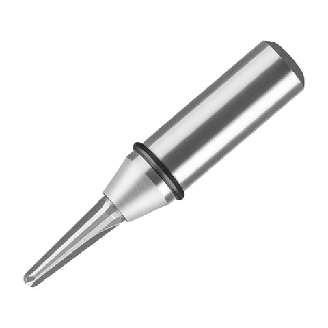 Cool Pro Carbide Router Bit With Tapered Ball Nose For Woodworking pros, close-up view of 1/2 inch shank.