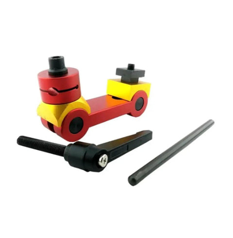 Solid Adjustable Cnc Mill Workpiece Positioner Locator Tool Precision Angle Stop Block with red and yellow steel design.