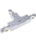 Two Pack H Track T Connector 3 Wire Single Circuit White 90 Degree Branch Track Lighting Adapter top view showing smooth connections.