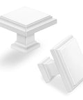 3 Pack Matte White Square Cabinet Knobs And Drawer Pulls For Dresser Wardrobe Cupboard, zinc alloy, minimalist design, 31mm