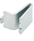 Close-up of a single 14 Piece Silver Adjustable Steel Shelf Clip Support made from galvanized 23-gauge steel for metal and wood shelves.