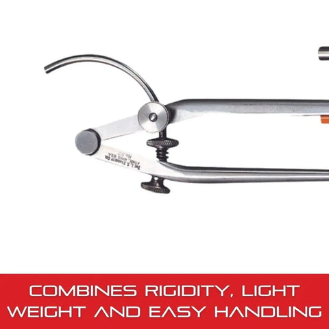 Pro Grade Carpenter Divider With Tempered Steel Legs 9 Inch Adjustable Marking Tool in close-up showing quadrant adjusting nut.