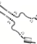 Ford Mustang Exhaust System Extension Pipes Dual Muffler Replacement Parts For 4.6L V8 2005 To 2009 laid out with clamps