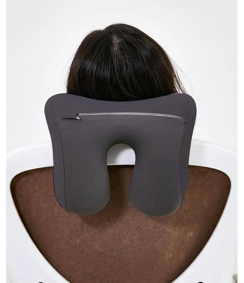 Ergonomic Headrest Pillow For Office Chairs With Comfy Memory Foam Neck Support Cushion And Removable Cover viewed from the back