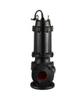 Ironclad 15 HP 3-Phase Submersible Sewage Pump Featuring Anti-Clog Design That Rips Through Fibers and Solids Without a Hitch 3 Inch Inlet Moves 60 Cubic Meters Per Hour With Zero Sweat Continuous Power on 208 V, side view with black housing.