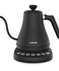Black Gooseneck Electric Kettle With 5 Temperature Presets For Coffee And Tea, 0.8L Capacity, 1200W Rapid Boil on base