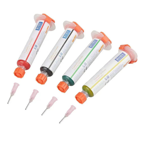 No Clean Solder Flux Liquid Paste Repair Tool Set For PCB And BGA Boards With Needle Tip And Built In Light with 4 pastes