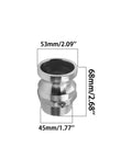 Heavy Duty 316 Stainless Steel Type F Cam And Groove Hose Fitting with dimensions 68mm by 45mm for fluid transfers.