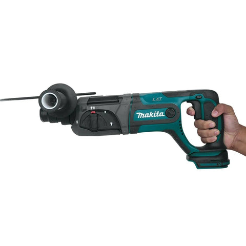 18V LXT Cordless Rotary Hammer with SDS Plus Bit Compatibility, held by hand, showing controls, tool only, renewed
