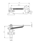 Technical drawing of Heavy Duty Aluminum Encoder Bracket With Anti Skid Adjustable Spring Holder Mount for 38mm OD encoders.
