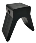 V-Shape Boat Trailer Bow Stop, 2 Inch Mounting Width, 4 Inch V-Span, Rubber Bow Block, V-Style Trailer Roller Stop, Non Marking Polyurethane, 1/2 Inch Mounting Holes, Protects Boat From Scratches And Abrasion on black V-shaped bow stop