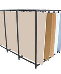 Heavy Duty Vertical Sheet Rack Built To Store Rigid Substrate Panels And Drywall In Your Shop Or Garage Featuring Five Spaced Bays with panels.