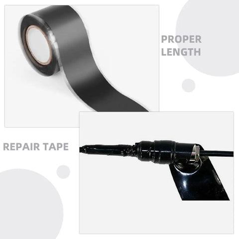 DIY Friendly Self Fusing Silicone Tape Waterproof And Heat Resistant Patch Tape for plumbing leaks shown on roll and in use on wire.