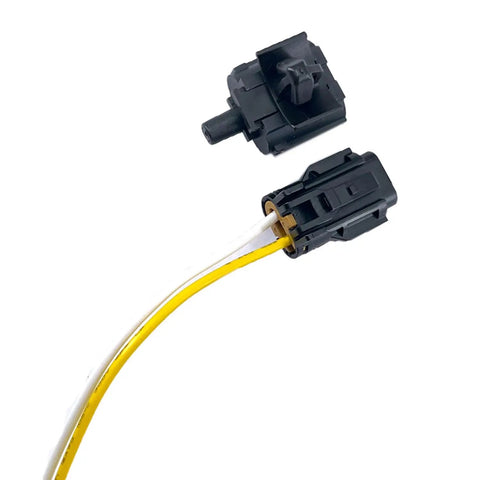 Top Shelf Ambient Temperature Sensor With Connector Pigtail Harness for Hyundai Kia Elantra Sonata, close-up view of connectors.