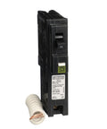 Side view of Homeline 15 Amp 1 Pole 120V CAFI CAFCI Circuit Breaker With Plug In Mount 10KA Breaking Capacity Pigtail Neutral
