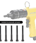 Built Tough Ten Pack 10-24 Thread Replacement Mandrels For Rivet Nut Guns Heavy Duty Hardened Steel Tool Tips, six black mandrels with pneumatic tool.