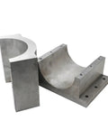 Top Gear CNC Spindle Motor Clamp Bracket Fixture Made From Heavy Duty Aluminum For Secure Clamping And Rock Solid Stability To Boost Machining Accuracy And Cut Down On Vibration Noise During Tough Jobs, showing two aluminum brackets.