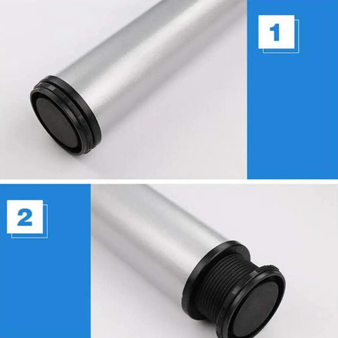 Heavy Duty Adjustable Furniture Legs Make Your Setup Rock Solid With Durable Steel Build Quiet Non Slip Floor Savers Easy Screw Mount Silver Gray Set Of 4, showing steel leg bases with black rubber ends.