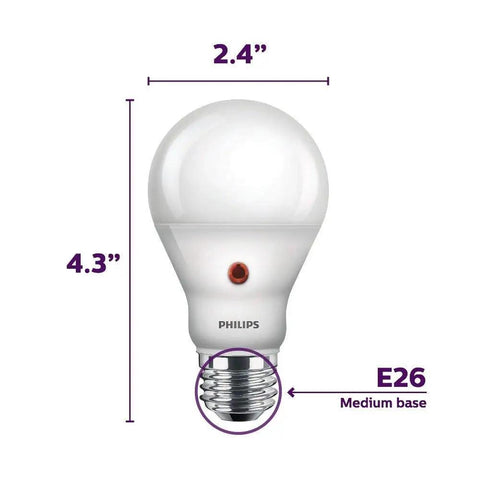 Dusk To Dawn Outdoor A19 LED Light Bulb 800 Lumen Soft White 2700K 8W 60W Replacement E26 Base 3 Pack No Fuss Flicker Free Energy Efficient