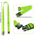 2 Pack Luggage Straps For Carry On Bags Adjustable Suitcase Belt Travel Attachment To Connect Your Three Luggages Green Heavy Duty Buckle Closure Grab And Go Clip For Easy Baggage Consolidation On The Fly green strap and buckle detail