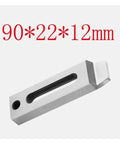Stainless Steel Jig Holder For CNC Wire EDM Clamping 90x22x12mm M8 Screw Part Heavy Duty Fixture For Precise Parallel And Perpendicular Alignment In Workshop, showing the size 90x22x12mm.