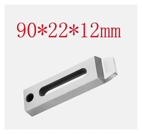 Stainless Steel Jig Holder For CNC Wire EDM Clamping 90x22x12mm M8 Screw Part Heavy Duty Fixture For Precise Parallel And Perpendicular Alignment In Workshop, showing the size 90x22x12mm.