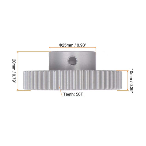 6mm Bore 50T Aluminum Spur Gear For RC Cars Mod 1 Beefed Up Motor Gearbox Reduction Gear Replacement Part 52mm Outer Diameter 20mm Thick 3.1mm Pitch 10mm Tooth Length