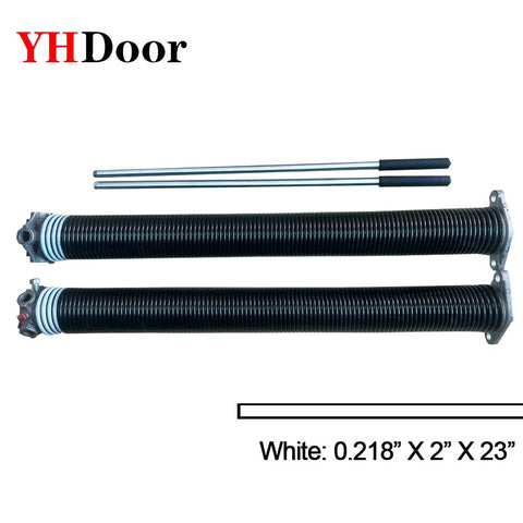 2 Inch Garage Door Torsion Springs With Non Slip Winding Bars Black Coated For Long Life 18000 Cycles Size.218 X 2 X 23