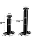 Black Adjustable Sofa And Table Legs Heightening Bracket Set For Bed Frames And Furniture Support With Stem Casters, sizes shown