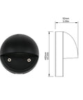 2W Dope Low Voltage Landscape Deck Lights 12 Pack Waterproof IP65 Outdoor Patio Step Lighting With Replaceable G4 LED Bulbs In Black 12V 3000K Die Cast Aluminum Housing, front and side view dimension illustration.