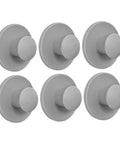 Stick-On Cabinet Pulls 6 Pack, Self-Adhesive Knob Handles, Modern Gray PP, Quick No-Drill Install