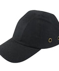 Front view of a black Lightweight Safety Cap With Hard Hat Style Comfortable Bump Cap For Men And Women Adjustable Fit Four Vents