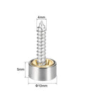 Mirror Screw Decorative Cap Covers 10mm Brushed Stainless Steel Set of 4 Durable Caps for Mirrors with screw close-up view.